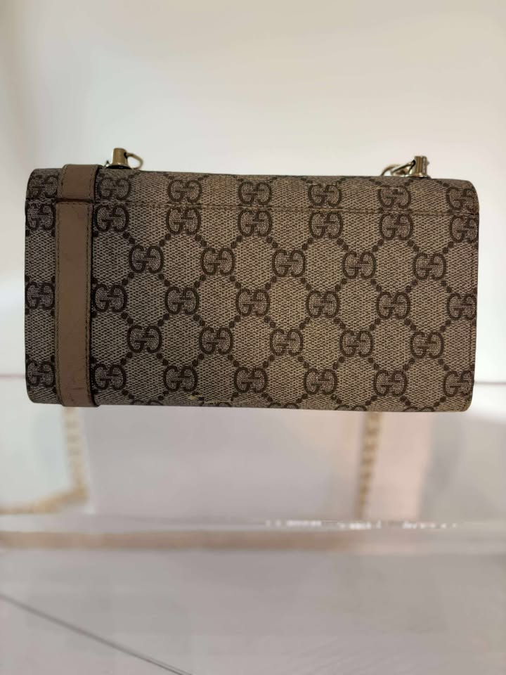 Gucci Brown GG Clasp Wallet with Gold Buckle