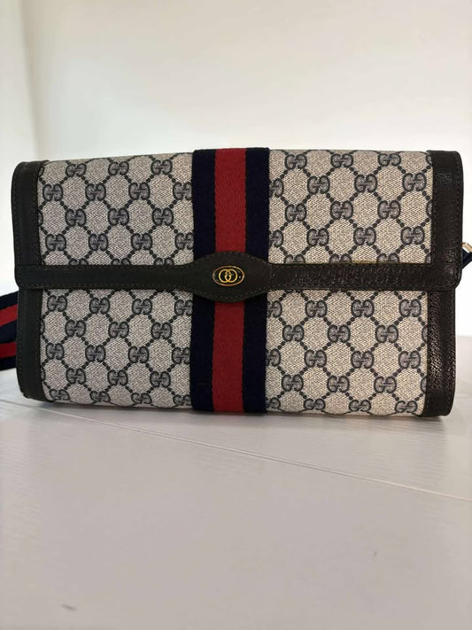 Gucci Sherry Line Navy Clutch