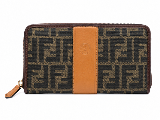 Fendi Vintage Zucca Zip Wallet Clutch
