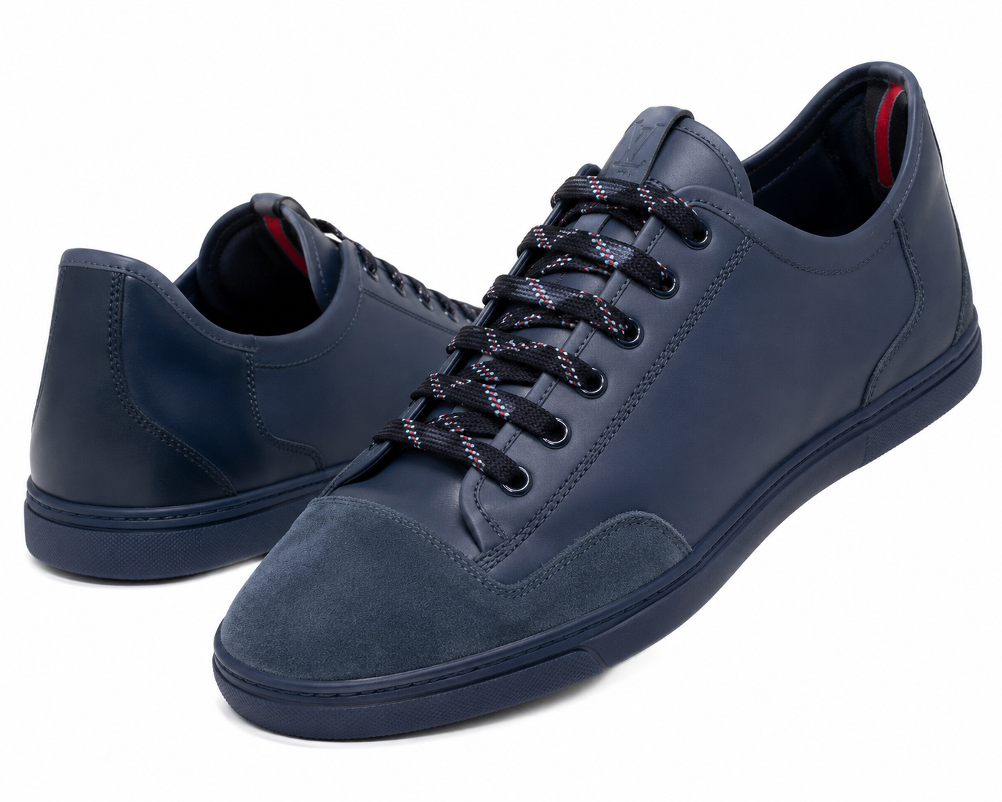 41 Louis Vuitton Men's Navy Leather Suede Sneakers
