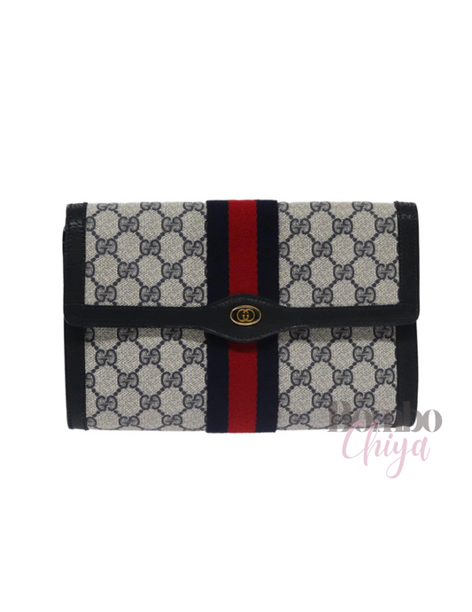 Gucci Sherry Line Navy Clutch