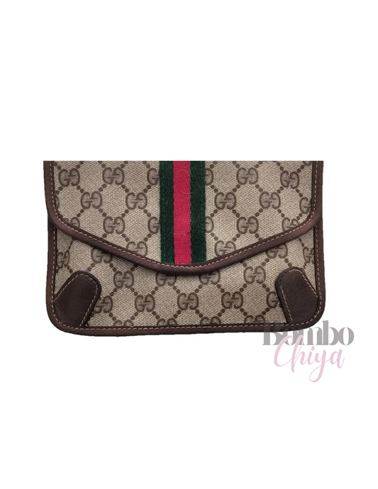 36 Gucci Ophidia GG Supreme Web Stipe Pouch w/ added chain