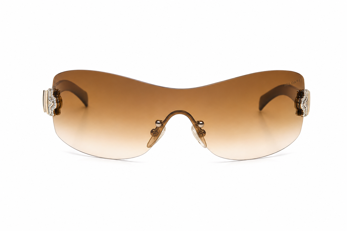 Bvlgari Rimless Shield Sunglasses – Brown Gradient