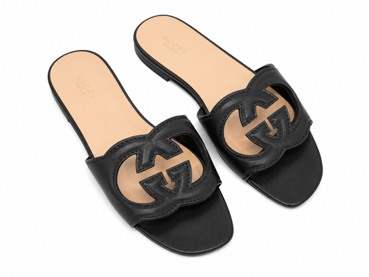 17 Gucci Interlocking G Leather Slide Sandals