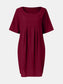 Full Size Round Neck Half Sleeve Dress with Pockets