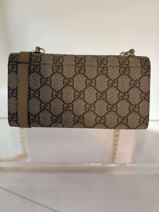 Gucci Brown GG Clasp Wallet with Gold Buckle