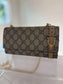 Gucci Brown GG Clasp Wallet with Gold Buckle