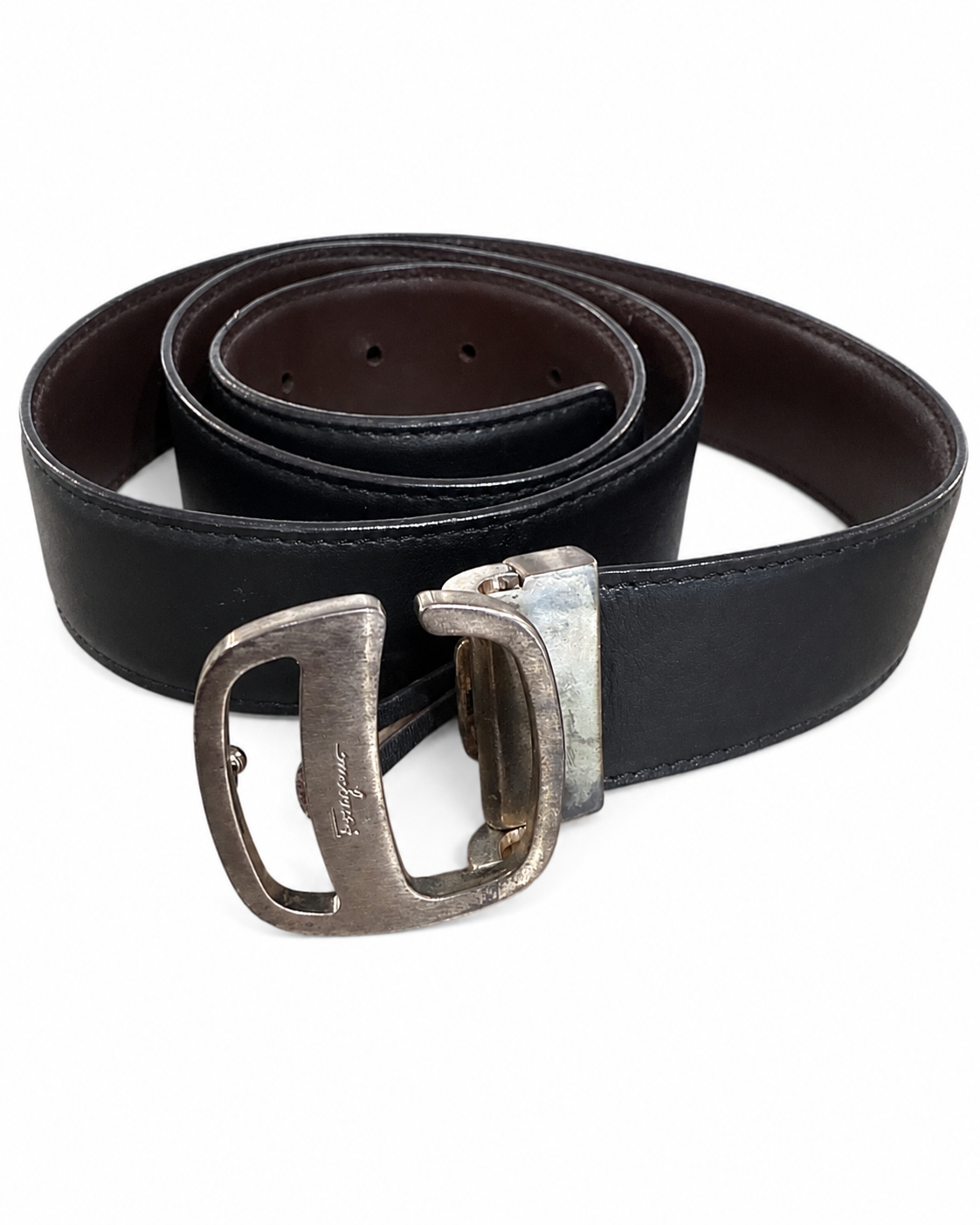 Salvatore Ferragamo Gancini Leather Belt – Black
