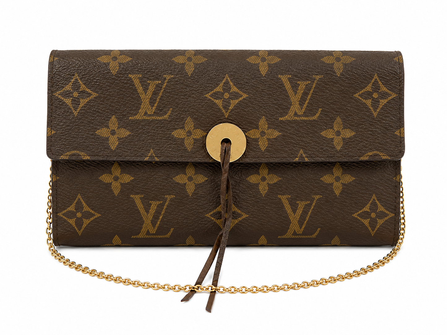 25 Louis Vuitton Monogram Pochette Twin GM Added Chain Crossbody Clutch