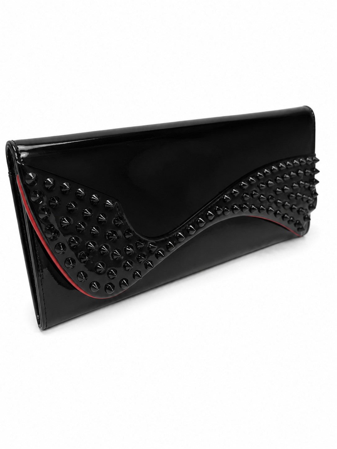 Christian Louboutin Pigalle Spike Studs Enamel Clutch Bag