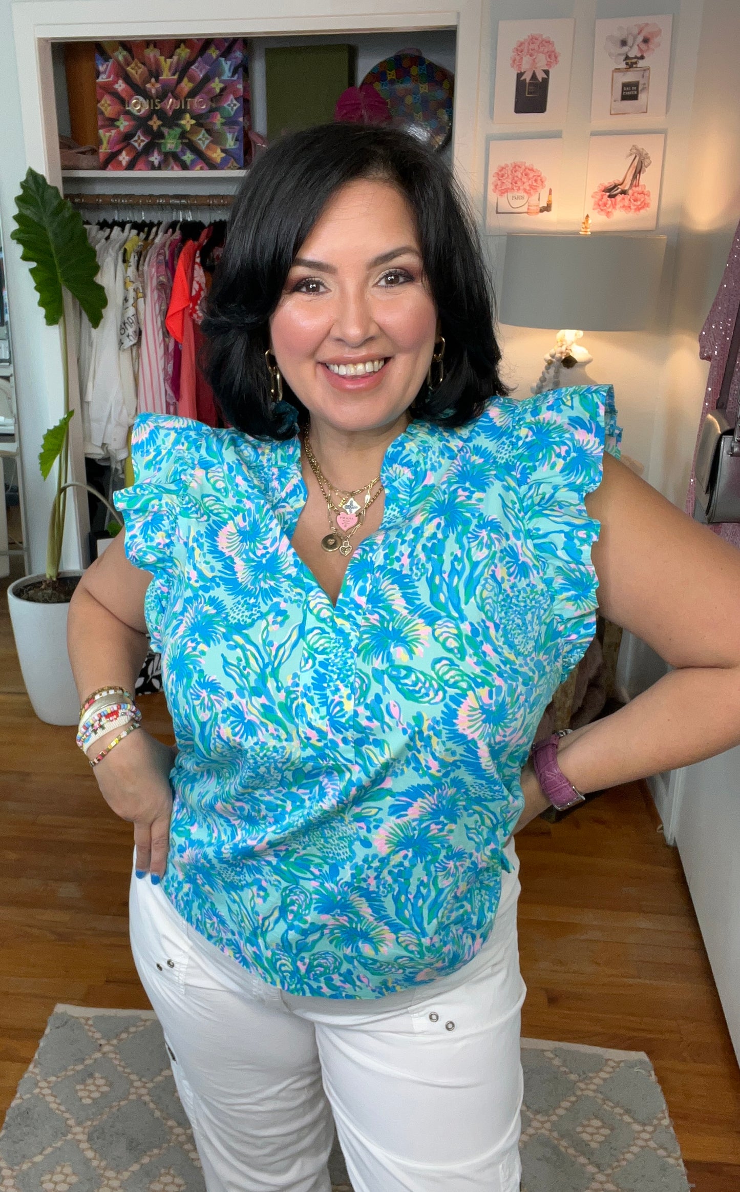 Lily Pulitzer Ruffle Sleeve Top