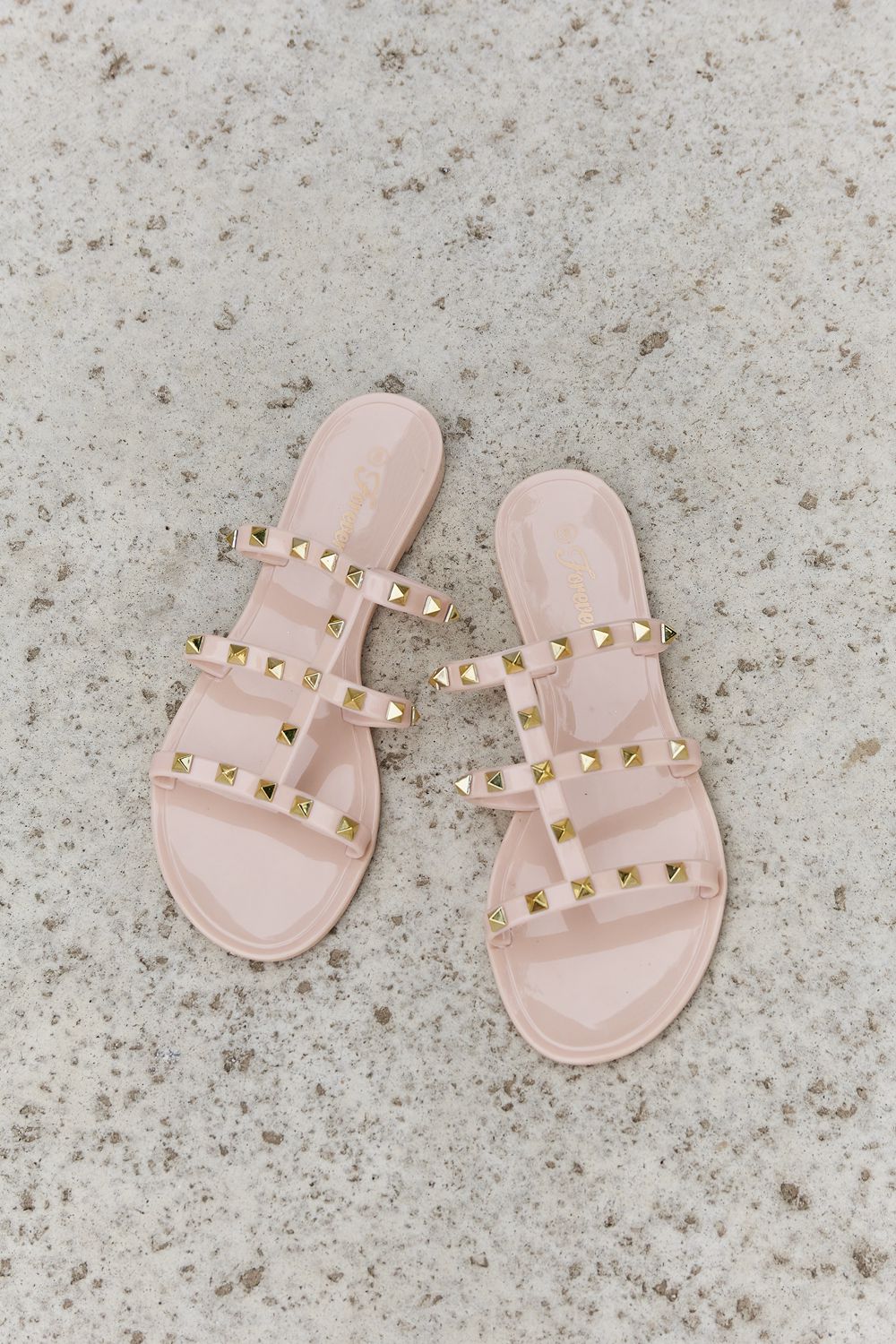 Forever Link Studded Cage Strap Slide Jelly Sandal