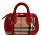 BURBERRY PRORSUM Metallic Red House Check Bowler Satchel